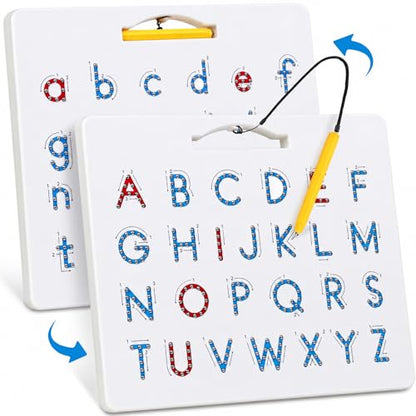 Double Sided Magnetic Letter Board: 2 in 1 Alphabet Magnets Tracing Board