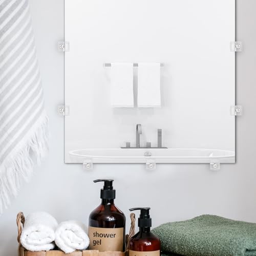 Mirror Holder Clips,Clear Plastic Mirror Clips for Wall Mounting Mirror Mounting Hardware,Mirror Hangers for the Wall with Screws Kit (Classic Style A) - style: Classic Style A