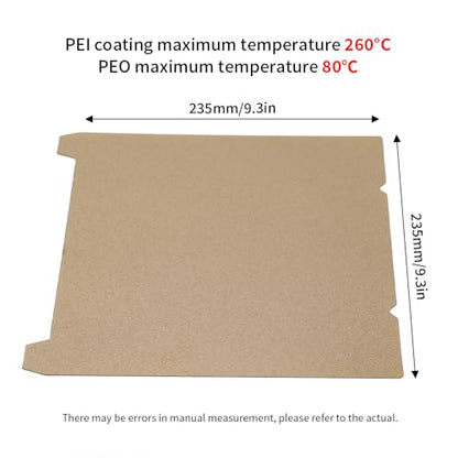 BORDSTRACT Double-Sided Build Plate, PEO Smooth + PEI Spray Texture Spring Steel 235x235mm Without Soft Magnetic Base, Printing Platform for K1/K1 MaX/S1 Model 3D Printers - style: PEI texture + PEO smooth 235x235mm