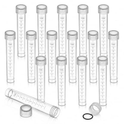 100PCS 10ml Plastic Small Vials with Screw Caps Vial Seal Cap Container Sample Tubes Cryotubes for School Educational