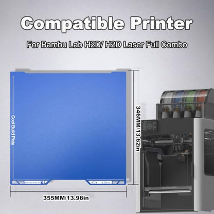 Cold Texture PEI Build Plate for Bambu Lab H2D/H2D Pro/H2S - size: 355x346mm