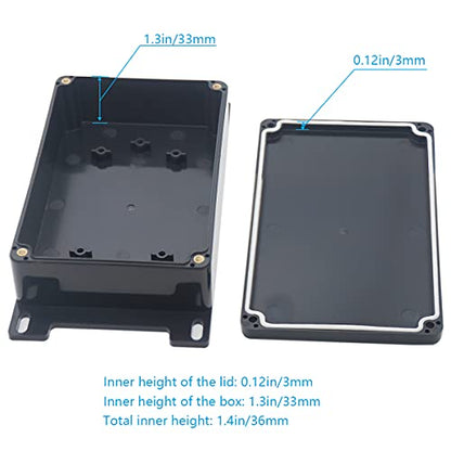 Junction Box, Zulkit Project Box Waterproof Dustproof IP65 ABS Universal Electrical Boxes Enclosure with Fixed Ear Black 5.91 x 3.94 x 1.73 inch (150 x 100 x 44 mm)(Pack of 1) - size: 5.91" x 3.94" x 1.73"(Pack of 1)