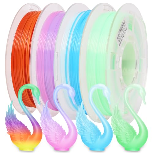 RAMBERY Clear Rainbow PLA Filament Bundle 1.75mm, Crystal Transparent PLA 3D Printer Filament, Dimensional Accuracy +/- 0.02 mm, 250X4 Spools - color: Crystal Rainbow 02
