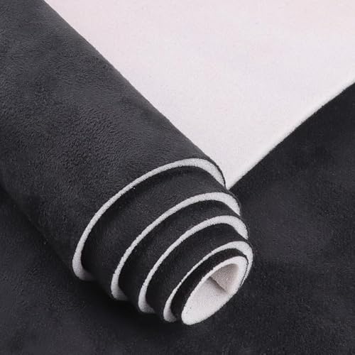Black Suede Headliner Fabric - 96" L × 60" W Auto Head Liners, Fabric Tube Packaging with Foam Backing for Cars, Trucks, SUVs, RVs, Boats - Home Repair/DIY Headliner Material - color: Black, size: 96"L×60"W