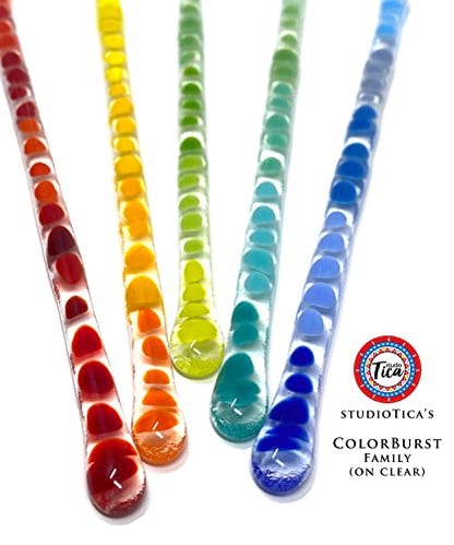 studioTica Handmade Glass Swizzle Sticks: ColorBurst on Clear, Set of 4 - color: ColorBurst on Clear