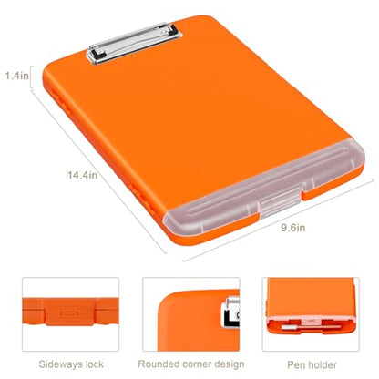 Piasoenc Clipboard with Storage, 8.5 x 11 Clip Board with Pen Holder, Orange - color: Orange