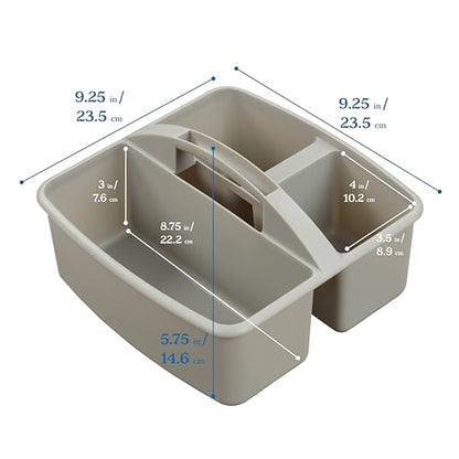 ECR4Kids 3-Compartment Small Storage Caddy Organizer, 6-Pack, Grey - color: Grey