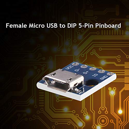 10pcs Female Micro USB to DIP 5-Pin Pinboard, 2.54mm Micro USB Type Interface Power Adapter Board 5V Breakout Module