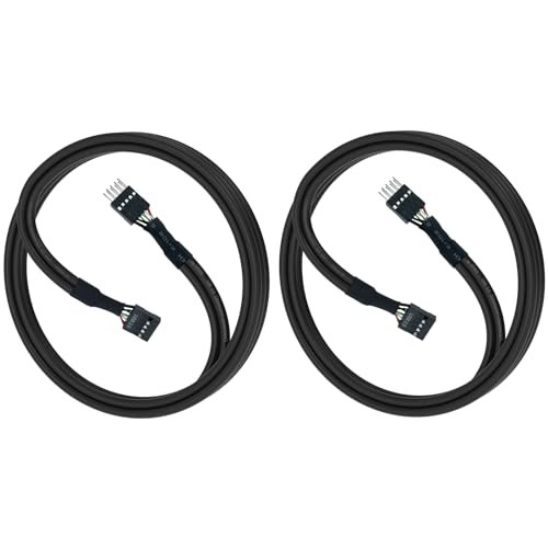 SDTC Tech 2 Pcs USB Header Extension Cable USB 2.0 9-Pin Male to Female - size: 20.3 inches