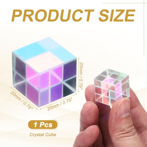 PATIKIL 1Pcs Cube Prism 20mm K9 Crystal Dispersion Prism AB Color - size: 20mm