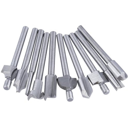 Wolfride 10Pcs HSS Router Bits, Carbide Engraving Bit Set with 1/8" Shank Rotary Tools Accessories for Woodworking Carving Drilling