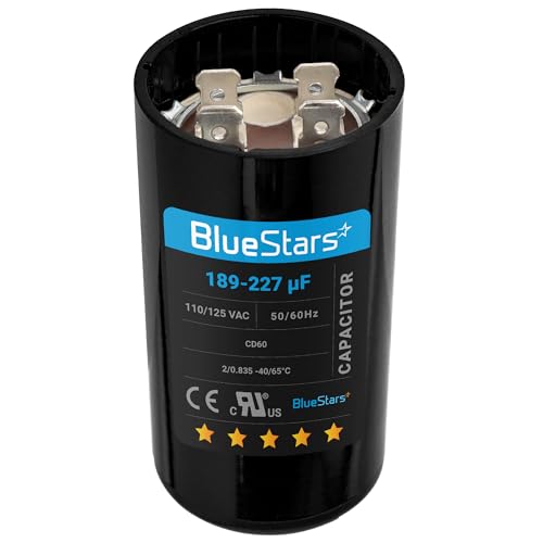 [Upgraded] BlueStars 189-227 MFD uF 125VAC Capacitor - size: 189-227 MFD 110-125 VAC