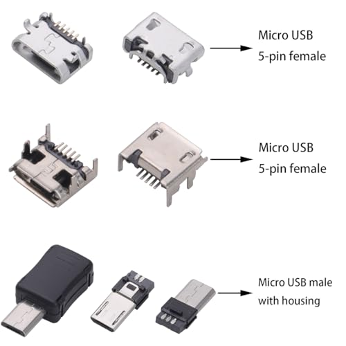 180PCS USB Connector Assortment Kit, Male Female Sockets for Repair
