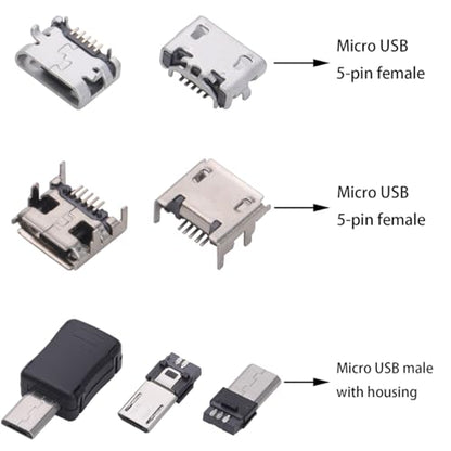180PCS USB Connector Assortment Kit, Male Female Sockets for Repair