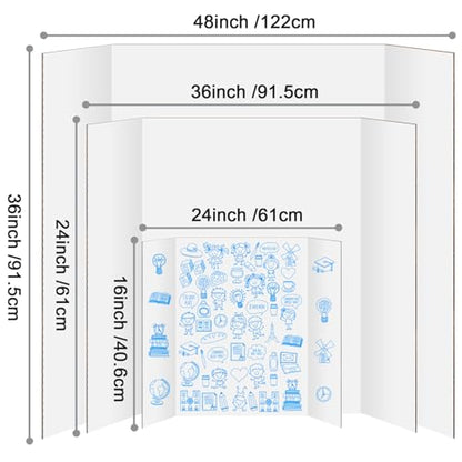 IKAYAS 8 Pack Trifold Poster Board 24" X 16" White Science Display Board
