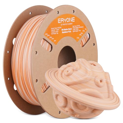 ERYONE Matte Rock Rainbow 3D Printer PLA Filament 1.75 +/-0.03mm, Matte Multicolor Filament PLA 1KG(2.2LBS) Spool, 30-500mm/s High Speed Printing Twist Rainbow PLA, Maple Amber - color: Matte Rock Maple Amber, size: 1KG