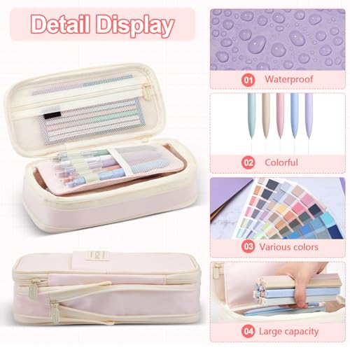 135 Pcs Book Annotation Kit with Pencil Case, 12 Pastel Highlighters, 11 Gel Pens, Fine Marker, 300 Transparent Sticky Notes, 2640 Index Tabs, Bible Study Supplies Kit(Classic,Pink) - color: Pink, style: Classic