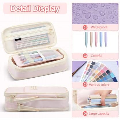 135 Pcs Book Annotation Kit with Pencil Case, 12 Pastel Highlighters, 11 Gel Pens, Fine Marker, 300 Transparent Sticky Notes, 2640 Index Tabs, Bible Study Supplies Kit(Classic,Pink) - color: Pink, style: Classic