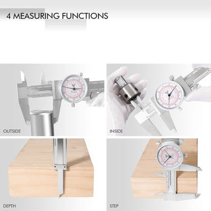 PECtools 6 Inch Dial Caliper, DIN 862 Double Dial Inch/Metric Combined - size: 6“/150mm