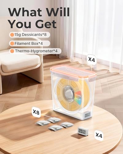 YOOPAI Pro Filament Storage Box with Temperature & Humidity Monitor, Airtight Filament Storage Container with Desiccant for 1KG 1.75mm PLA ABS PETG TPU, Single Spool 3D Printer Filament Storage Box(4)