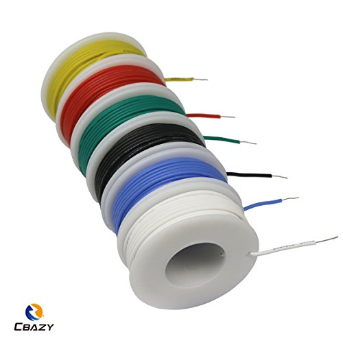 Silicone Wire Kit CBAZY Electric Wire Hook up Wire Kit (Solid Wire) 24 Gauge 6 Colors 26.2 feet Each Wires 24 AWG - color: silicone-soild-electrical wire, size: 24AWG