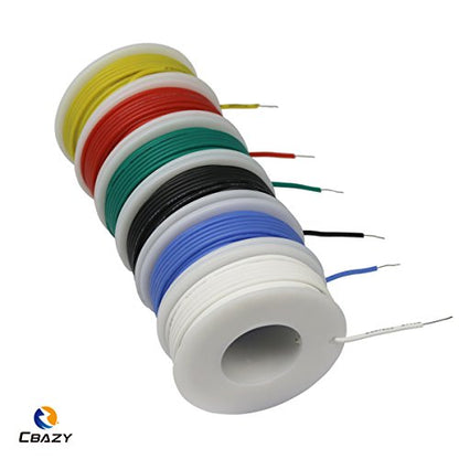 Silicone Wire Kit CBAZY Electric Wire Hook up Wire Kit (Solid Wire) 22 Gauge 6 Colors 19.6 feet Each Wires 22 AWG - color: silicone-soild-electrical wire, size: 22AWG