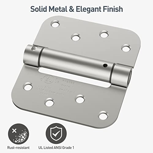 HOSOM 2 Pack Self Closing Door Hinges 4 Inch Spring Hinges, Brushed Nickel - color: Brushed Nickel-5/8'', size: 4" 2 Pack
