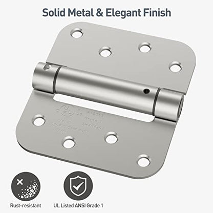 HOSOM 2 Pack Self Closing Door Hinges 4 Inch Spring Hinges, Brushed Nickel - color: Brushed Nickel-5/8'', size: 4" 2 Pack