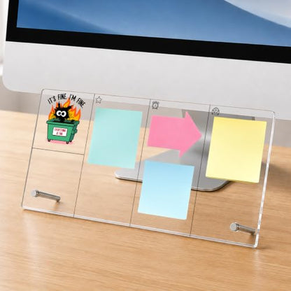 Black Cat Memo Board Dumpster Fire Acrylic Monitor Memo Board - color: It’s Fine, I’m Fine