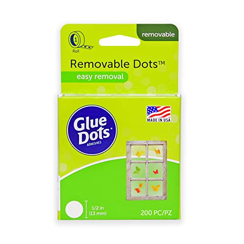 Glue Dots, Removable Dots, Double-Sided, 1/2", .5 Inch, 200 Dots, DIY Craft Glue Tape, Sticky Adhesive Glue Points, Liquid Hot Glue Alternative, Clear - size: 1 Pack, style: Removable Dots Roll