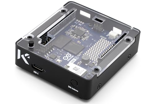 KKSB Case for Arduino Uno Q Black Aluminum and Steel Enclosure with Clear Polycarbonate Top - style: Standard Clear Lid Case