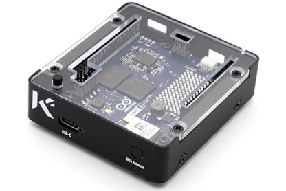 KKSB Case for Arduino Uno Q Black Aluminum and Steel Enclosure with Clear Polycarbonate Top - style: Standard Clear Lid Case