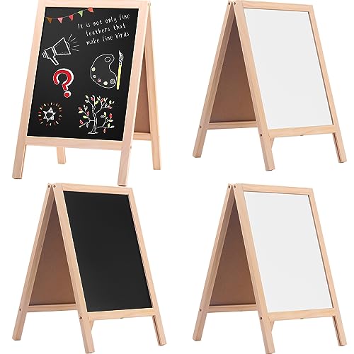 Qilery 4 Pieces A Frame Tabletop Double Sided Chalkboard Sign Gifts for 10 x 16 Inch Double Sided Chalkboard Wooden A Frame Sandwich Board Signs for Tabletop Restaurant Wedding Business
