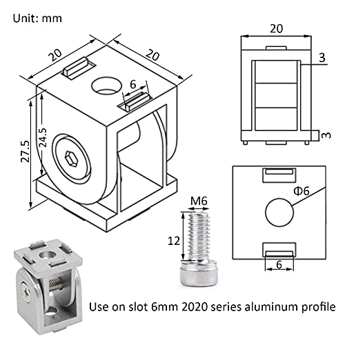 4 Sets 2020 Aluminum Extrusion Hardware Hinges Pivot Joint Brackets
