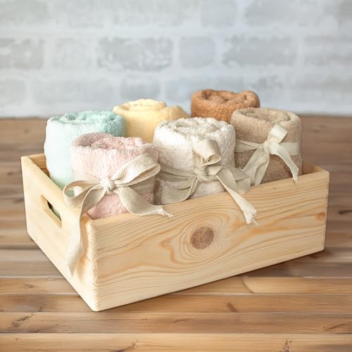 Creative Deco XL Wooden Crate Nesting Crate Handles | 15.74x11.81x5.1in - color: Beige, size: XL