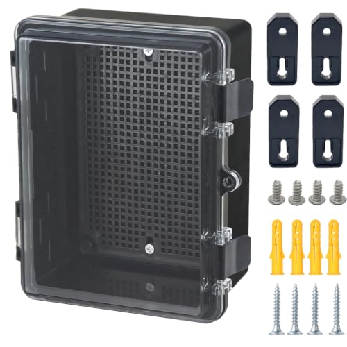 Junction Box, Hinged Black Clear Cover IP67 Waterproof ABS Project Box with Mounting Plate Electrical Box Enclosure with Wall Bracket 7.1 x 5.1 x 3.5inch(180x130x90mm) - color: Clear, size: 7.1"x5.1"x3.5"