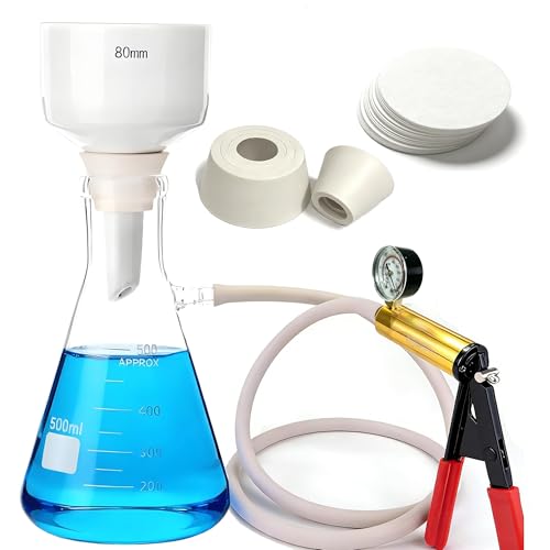 500 mL Buchner Funnel Filtering Kit with Handheld Vacuum Pump - size: 500ml