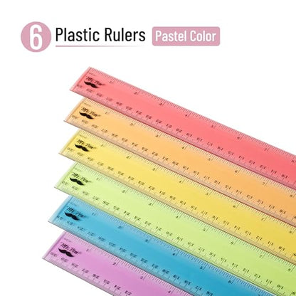 Mr. Pen- Plastic Ruler Set, 6 Pack, 12 Inch, Pastel Colors - color: Pastel, size: 12 inch, 6 Pack