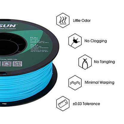 eSUN PLA PRO (PLA+) 3D Printer Filament, Dimensional Accuracy +/- 0.03mm, 1kg, Plastic Spool, 1.75mm, Light Blue - color: Light Blue