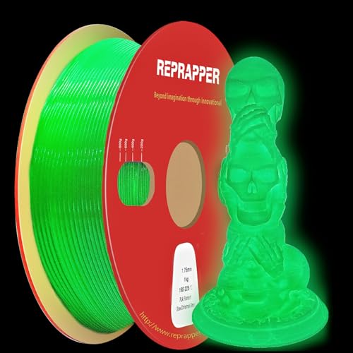 RepRapper Glow in the Dark Green PLA Filament 1.75mm (+- 0.03mm) 2.2lb (1kg) for 3D Printer, Phosphorescent Glow PLA Green Color - color: 1 Glow Green 1kg