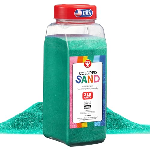 Hygloss Colored Sand for Crafts – 3 lb Bottle, Green – Vibrant Colorful Fine Sensory Play Sand Art Kits for Kids – Classroom Activities for Children 3 4 5 6 7 8 9 10 11 12 – Safe for Ages 3+ - color: Green, size: 3-Pound