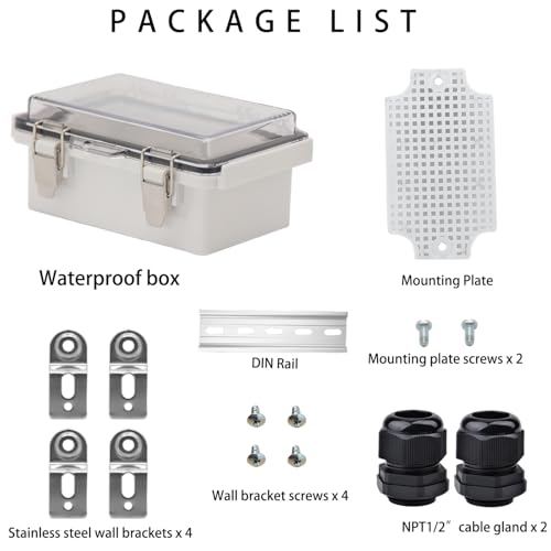 Outdoor Waterproof Electrical Box Junction Box Weatherproof IP67 ABS Plastic Enclosure Switch Router Project Box Electronics Enclosure with Mounting Plate Wall Bracket Clear 5.9"x3.9"x2.8" - color: Clear, size: 5.9" x 3.9" x 2.8"