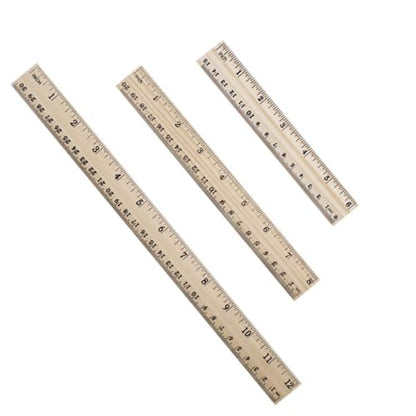 Rulers, 6, 8, 12 inch Wooden Rulers, Pack of 3