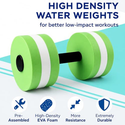 2Pc Water Dumbells Water Aerobic Exercise Foam Dumbbell Pool Resistance Aquatic Dumbbell EVA Yoga Barbell Exercise Fitness Equipment Exercises Equipment for Weight Loss - color: Green