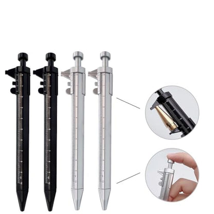 (4 pcs) novelty writing pen with vernier calipers, vernier caliper measuring tool Pen for student writing drawing measurement retractable, student office mapping ballpoint pen