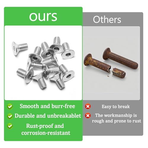 100Pcs M4x8mm Stainless Steel Flat Head Socket Cap Screws, Full Thread Allen Drive Countersunk Bolts, Bright Finish, Ideal for DIY & Home Repair - size: M4x8