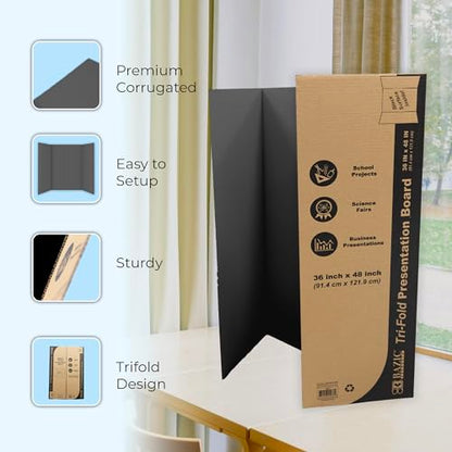 BAZIC Products Black Tri-Fold Poster Board, 36 x 48 In - color: Black, size: 1-Pack