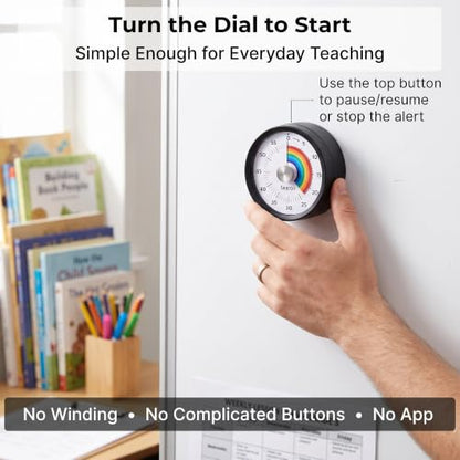 Magnetic Visual Classroom Timer, 60-Min Countdown Timer for Kids, Black - color: Black