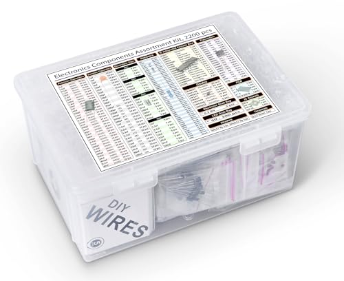 Components Assortment Kit, Grab Bag, IC, Opamp,Resistors, Polyester Capacitors, LED, PCB, Diodes, Transistors, 2200 pcs