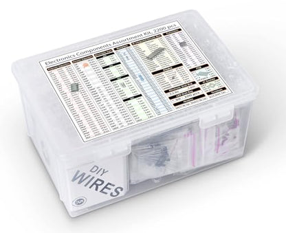 Components Assortment Kit, Grab Bag, IC, Opamp,Resistors, Polyester Capacitors, LED, PCB, Diodes, Transistors, 2200 pcs